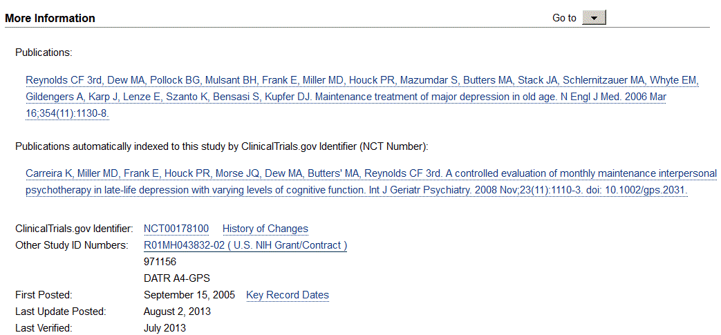 More Information section of a record with two citations